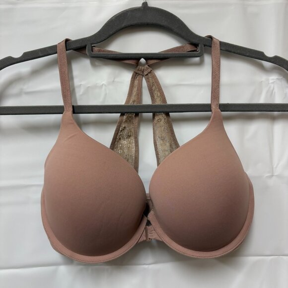 Victoria’s Secret mauve perfect shape bra front clasp lace back size 32DD - Picture 1 of 9